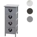 Kommode Forli, Schubladenkommode Schrank, 4 Schubladen mit Herzen 70x29x25cm, Shabby-Look, Vintage ~ grau-blau
