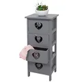 Mendler Kommode Forli, Schubladenkommode Schrank, 4 Schubladen mit Herzen 70x29x25cm, Shabby-Look, Vintage - grau-blau