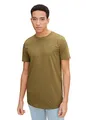 TOM TAILOR Denim Herren Long Fit T-Shirt mit kleiner Logo-Stickerei 29188 - Light Olive Green Melange XS