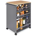 bomoe Nischenwagen Servierwagen auf Rollen mit 3 verstellbaren Ebenen & FSC® Holz Küchenwagen mit Arbeitsplatte – freistehender Universal Rollwagen Küche Bad Büro 50x38x79 cm Eiche & Anthrazit Bengt