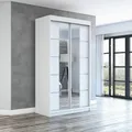 A&J MöbelLand Schwebetürenschrank ERA Kleiderschrank 2-türig mit Spiegel, Garderobe 120 cm (Weiß/Weiß/Weiß)