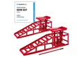 Arebos Auffahrrampe 2x mit hydraulischem Wagenheber, XXL 245 mm Auffahrbreite (2er Set), mit Sicherheits-/ Überdruckventil, Höhenverstellbar