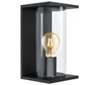 EGLO Wandleuchte Cascinetta Außen Wandlampe, Außenleuchte, verzinkter Stahl, E27, IP44, ohne Leuchtmittel, Wand-/Deckenleuchte - L16,5 x H28 x AL16,5 cm - schwarz - 1X40W exkl.