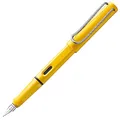Lamy safari yellow Füller - Füllhalter mit ergonomischem Griff & polierter Linkshänder-Stahlfeder (LH) in Strichbreite M - robuster ASA-Kunststoff - inkl. Tintenpatrone T 10 blau