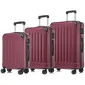 yonsly Premium Reisekoffer TSA-Schloss,YKK-Reißverschluss Hartschalen-Koffer Kabinenkoffer Rollkoffer Suitcase Handgepäck (Wein rot, M-L-XL-Set) - Rot