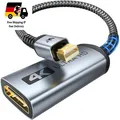 WARRKY Mini DisplayPort zu HDMI Adapter 4K Ultra HD 24K Gold Anschluss Aluminium