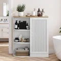 Eckschrank, Eckbadezimmerschrank mit offenen Lagerschränken, Lagerschrank mit Gittertüren und verstellbaren Regalen, für Badezimmer, Wohnzimmer