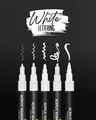 Online Pen Fineliner White Lettering, (5x weiße Acryl-Stifte, deckend, Handlettering-Stifte mit verschiedenen Spitzen), Fineliner, Brushpen, Kalligrafie-Stift