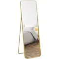 HOMCOM Ganzkörperspiegel Metall Glas 50L x 6B x 160H cm  Gold