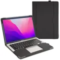 TYTX Lederhülle Kompatibel mit MacBook Pro 13 Zoll M2/M1 (2022-2016) A2338/A1989/A1706/A1708/A2159/A2289/A2251, Laptop-Hülle Folio Book Schutzhülle Case Cover, Schwarz