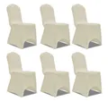 vidaXL Hussen-Set 6 x Stuhlhusse Stretchhusse cremefarben