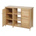 Mendler Badezimmerschrank HWC-B18, Regal Kommode Badschrank Badregal, 2 Türen Bambus 75x99x33cm ~ Variantena 84837