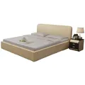JVmoebel Kunstlederbett Designer Bett Polsterbett Luxusbett Doppelbett Ehebett Betten (1-tlg., Bett LB8836), Made in Europa beige 196 cm x 225 cm x 88 cm