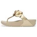 Fitflop für Damen. A4N-675 Lulu Flower Zehensteg-Sandalen aus Platin (38), Gold, 1 bis 3 cm, Keine, Lässig
