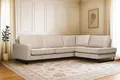 Home affaire Ecksofa Pinto, 290 cm, Cord, Chenille, Lederoptik, Ottomane links / rechts, mit Keder, schwarze Metallfüße, Wellenunterfederung