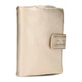 Zwei Damen Geldbörse MW5 weiches Kunstleder (13x10x3cm) Brieftasche aus hochwertigem Kunstleder mit Druckknopf & Reißverschluss, Geldbörse mit Münzfach, 6 Kartenfächern, 1 Scheinfach (Gold)