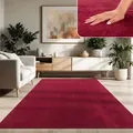 Paco Home - Moderner Wohnzimmer Teppich Kurzflor Waschbar Weich Einfarbig Felloptik Anti-rutsch 120x170 Cm, Rot