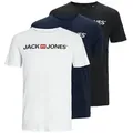 Jack & Jones Rundhalsshirt JJECORP im 3er Pack mit Print und Rundhalsausschnitt (Packung, 3-tlg., 3er-Pack) unifarben, modisch, regular fit, Baumwolle, Rundhals schwarz|weiß S (48)