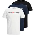 JACK AND JONES JACK&JONES Herren T-Shirt, 3er Pack - JJECORP LOGO TEE CREW NECK, Logo-Print, Baumwolle