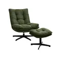 Relaxsessel mit Hocker Fernsehsessel Relaxfunktion Drehbar Grün Cordbezug