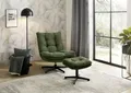 KASPER Relax-Sessel drehbar inkl. Hocker Cord Grün / Gestell Metall Schwarz von