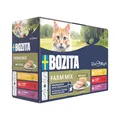 Bozita Mousse Farm Mix – 12x85g Nassfutter für Katzen in feiner Mousse-Textur mit Huhn, Rind oder Pute - getreidefreie Rezeptur, ohne Zuckerzusatz - mit Postbiotika unterstüzt die Darmflora