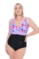 Ulla Popken Damen große Größen Übergrößen Plus Size Badeanzug Laura, Erdbeeren