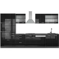 Vicco R-Line Küchenzeile Schwarz Hochglanz/Anthrazit 350 cm mit Hochschrankohne Arbeitsplatte ohne E-Geräte