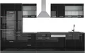 Küchenzeile Vicco R-Line Schwarz Hochglanz/Anthrazit 350 cm mit Hochschrank, ohne Arbeitsplatte, Model 40968