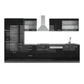 Vicco Küchenzeile R-Line, Schwarz Hochglanz/Anthrazit, 350 cm mit Hochschrank, ohne Arbeitsplatte, zur flexiblen Erweiterung durch zusätzliche Module geeignet