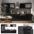 Küchenzeile R-Line Solid Anthrazit Schwarz 350 cm modern Küchenschränke Vicco