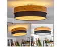 hofstein Deckenleuchte »Campitello« Deckenlampe, Metall/Holz/Stoff, Nickel-matt/Natur, ohne Leuchtmittel, Leuchte im skandinavischen Design, Ø47, 5cm, 3xE27, Schwarz, Weiß