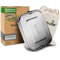 Blockhütte Lunchbox Premium Edelstahl Brotdose 1200ml, Auslaufsicher, Auslaufsicher, Leicht, Gefrierschrank sicher, Ofenfest silberfarben 1200 ml