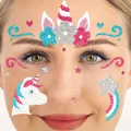 Tattoo Einhorn Pastell Gesicht Unicorn Schminke Schmuck Festival Party Karneval