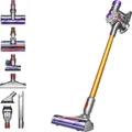 Dyson V8 Absolute Silber-Gelb 476547-01 Akku-Zyklon-Staubsauger 21.6V inkl. Ladegerät, Zyklon-Technik, inkl. Akku, Beutellos