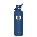 Super Sparrow Edelstahl Trinkflasche Kinder - 18/10 Ultraleicht Thermobecher - 1L - Standardmund Stroh-Deckel - BPA-Frei Thermoskanne, Thermosflasche für Sport, Travel, Schule, Outdoor, Büro