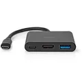 Nedis USB Multi-Port-Adapter USB 3.2 Gen 1 - USB-CTM Stecker, HDMITM Ausgang, USB-A Buchse, USB-CTM Buchse, 5 Gbps, schwarz