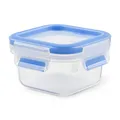 EMSA Clip & Close Frischhaltedose, quadratisch, 0,20 L, Aufbewahrungsbox, 100 Prozent dicht, spülmaschinen-, gefrier-, mikrowellenfest, Transparent, Blau, Made in Germany, 508535