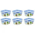 6x EMSA 508535 Clip&Close Aufbewahrungs-Dose quadratisch 200 ml transparent/blau