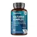 Bio Kulturen Komplex - 77 Milliarden KBE pro Portion - Mit 20 Bakterienstämmen, Bio Inulin, FOS - 60 vegane Kapseln - 1 Monat Vorrat - Mit Lactobacillus Gasseri, Bifidobacterium Infantis - WeightWorld
