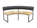 Zebra Onyx Viertel-Bank mit RĂĽckenlehne, 171x70cm turmalin grey aus recyceltem Teak 4025806076215