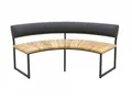Zebra Onyx Viertel-Bank mit Rückenlehne, Alu - turmalin grey aus recyceltem Teak