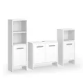 Vicco Badmöbel-Set Karli, Weiß, 63.8 cm, besteht aus Waschbeckenunterschrank, Spiegelschrank und Hochschrank
