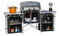 BERGER XL Campingküche faltbar | leichte Outdoor Camping Küche mit rollbarer Alu-Arbeitsplatte, Windschutz & Tragetasche | Stabiler Faltschrank mit Aluminiumgestell & verschließbaren Staufächern