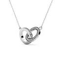 Juwelier Nagel Kette Doppelring besetzt mit Zirkonia Elementen | 925 Sterling Silber | Vergoldet mit 18k Weißgold | Anhänger Kollektion Victoria Peak - Intertwined