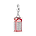 THOMAS SABO Charm-Anhänger rotes LONDON Telefonhäuschen Silber 925 Sterlingsilber, Kaltemail