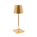 Zafferano Poldina Pro Mini Kabellose LED-Tischlampe Aufladbar - Dimmbare Touch Akku Lampe mit Galvanischem Finish - Lichtfarbtemp. 2700-3000K - Aluminium H30 (Glänzend Gold)
