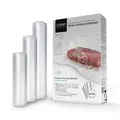 CASO Profi- Folienset 4, 3x Folienrolle (1x20x600cm, 1x25x600cm, 1x30x600cm), Vakuumierbeutel, Vakuumbeutel für Lebensmittel, reißfest 150µm, Vakuumierfolie Sous Vide, BPA-frei