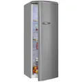 Exquisit Retro-Kühlschrank, ohne Gefrierfach, 229 Liter, groß, 5 Ablagen, Gemüsefach, Temperaturregelung, RKS325-V-H-161E grau