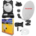 TELESTAR Digitale Camping SAT Anlage Schüssel + Single LNB Kabel Koffer Saugfuss